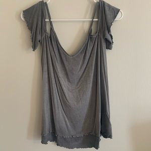 American Eagle Cold Shoulder Grey Shirt